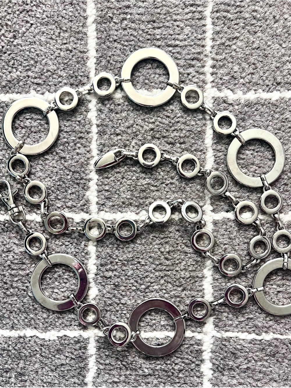Silver Tone Multi-Ring Chain Belt